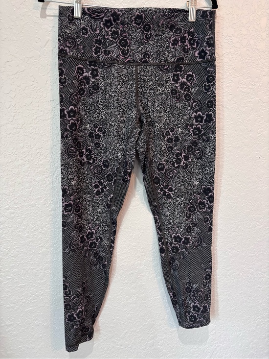 lululemon athletica Pants - lululemon athletica Black and Purple Floral leggings sz:12 #174